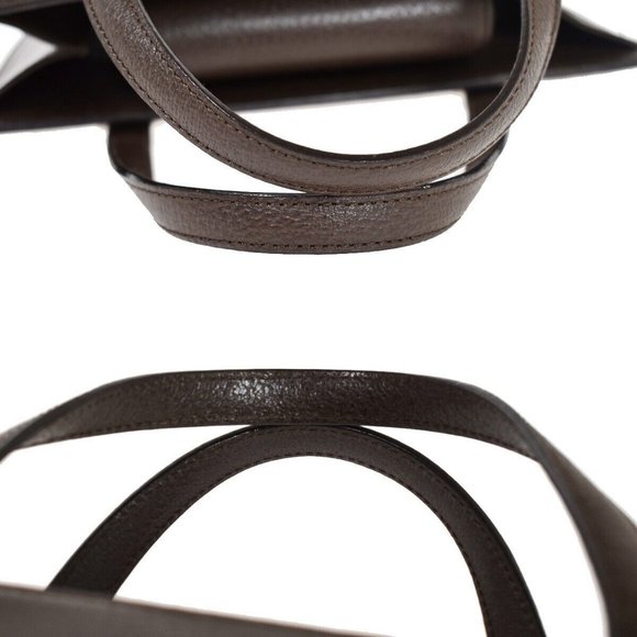 BURBERRY Logo Hand Tote Bag Leather Brown Silver - Picture 8 of 15